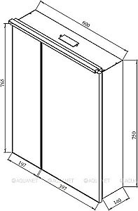 Зеркальный шкаф De Aqua Алюминиум 261757 60 черный купить в интернет-магазине сантехники Sanbest