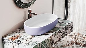 Раковина накладная Salini LUCE 110721MRH 69 из искусственного камня S-Stone, белая матовая, цвет по RAL снаружи купить в интернет-магазине Sanbest