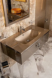 Консоль с раковиной Armadi Art LUCIDO DELMAR 80 коричневый для ванной в интернет-магазине сантехники Sanbest