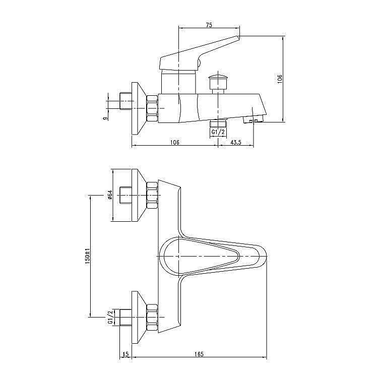 Смеситель для ванны Aquanet Round Handle SD90701 купить в интернет-магазине сантехники Sanbest