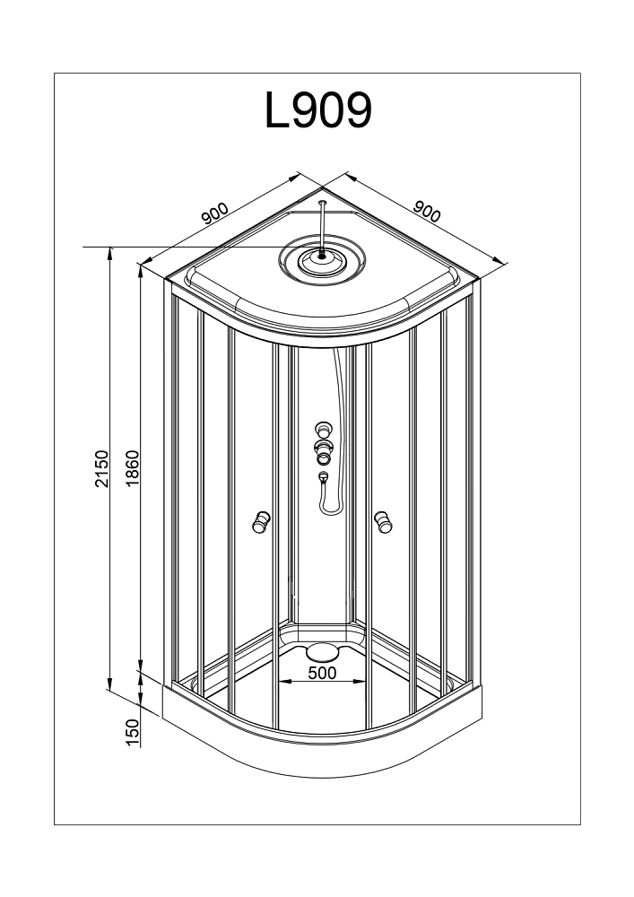 Душевая кабина Deto L 909 N  90х90 купить в интернет-магазине Sanbest