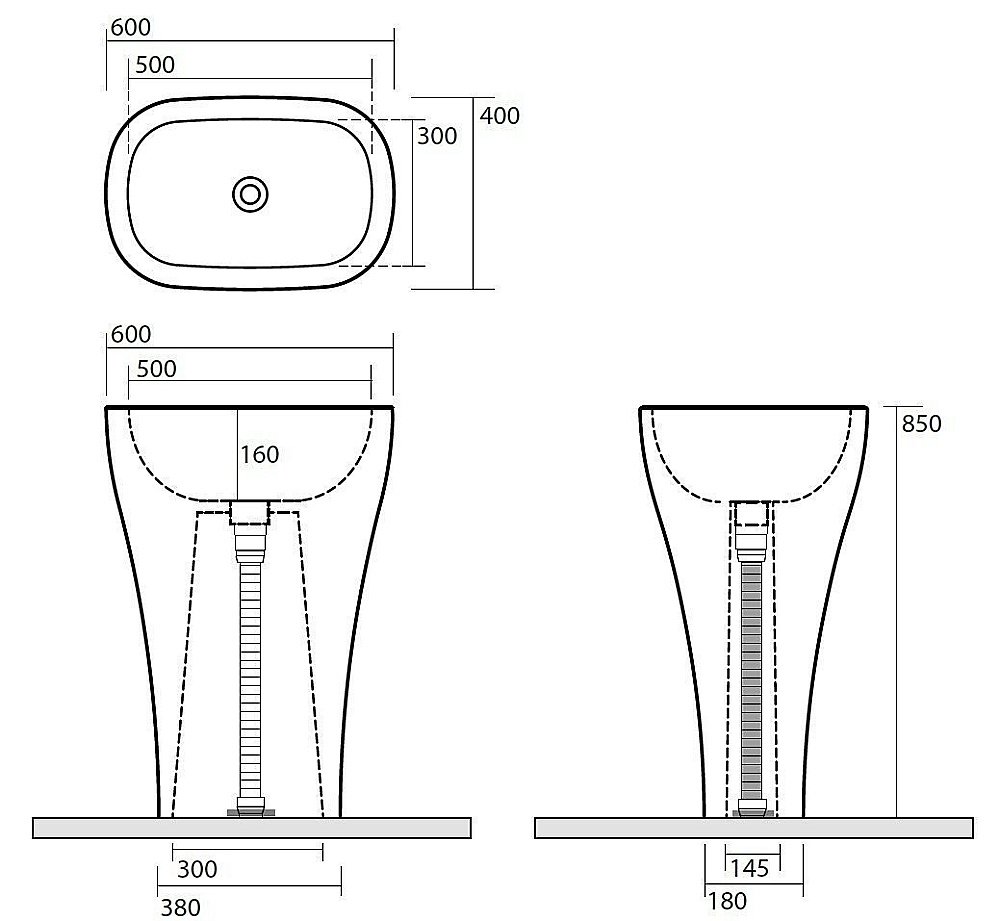Раковина напольная Kerasan Aquatech 60 374201 белая купить в интернет-магазине Sanbest