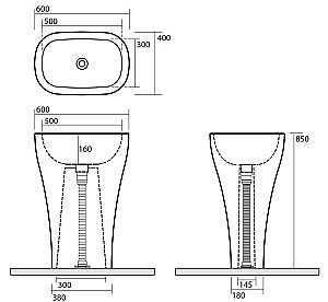 Раковина напольная Kerasan Aquatech 60 374201 белая купить в интернет-магазине Sanbest