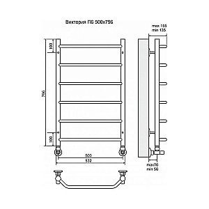 Полотенцесушитель водяной Terminus Виктория П6 500x796 купить в интернет-магазине сантехники Sanbest