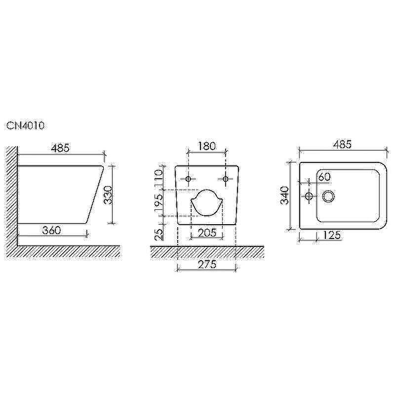 Биде подвесное Ceramica Nova Union CN4010MB черное матовое купить в интернет-магазине Sanbest
