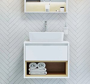 Тумба с раковиной Excellent TUTO MLEX.0102.800.WHBL 80 белый/дуб для ванной в интернет-магазине Sanbest