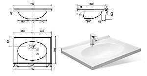Раковина Эстет Лилия 70 цвет по RAL c блестками купить в интернет-магазине Sanbest