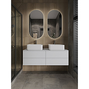 Тумба с раковиной Orange Otto 130 Ot-130TuMDF+B02-460W белая глянцевая для ванной в интернет-магазине Sanbest