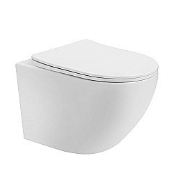 Унитаз подвесной Abber Bequem AC1100T  смыв торнадо, с крышкой микролифт, безободковый, белый купить в интернет-магазине Sanbest