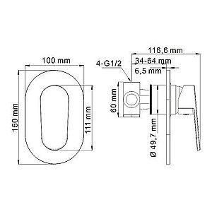 Смеситель для душа WasserKRAFT Donau 5351 купить в интернет-магазине сантехники Sanbest