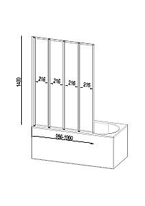 Шторка для ванны AM.PM Like 100х140 купить в интернет-магазине Sanbest