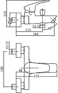 Смеситель для ванны с душем Aquanet Static Black AF330-20B купить в интернет-магазине сантехники Sanbest
