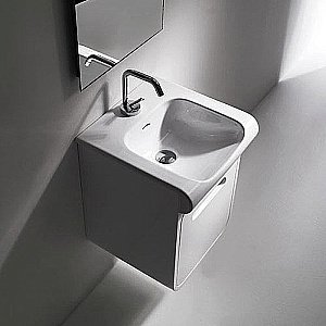 Тумба с раковиной Kerasan Inka project 40x40 белая с белой раковиной для ванной в интернет-магазине Sanbest