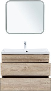 Тумба с раковиной Aquanet Нота New 334199 90 дуб светлый для ванной в интернет-магазине Sanbest