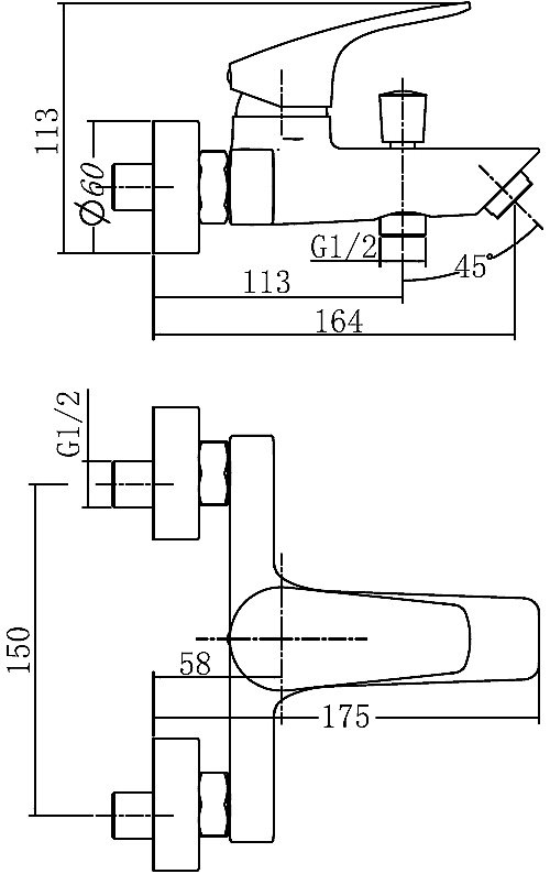 Смеситель для ванны с душем Aquanet Static Black AF330-20B купить в интернет-магазине сантехники Sanbest