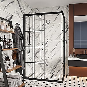 Душевой уголок Ceruttispa MUZA120 N 120х80 стекло прозрачное/профиль черный матовый купить в интернет-магазине Sanbest