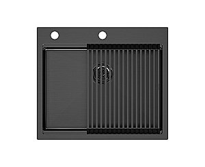 Кухонная мойка Paulmark KRONER-PRO 59 PM705951-GM+R405-GM вороненая сталь купить в интернет-магазине сантехники Sanbest