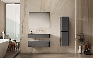 Тумба с раковиной Vincea Caprise 100 VMC-4CA100MG/VCB-4CA100MWG серый матовый для ванной в интернет-магазине Sanbest