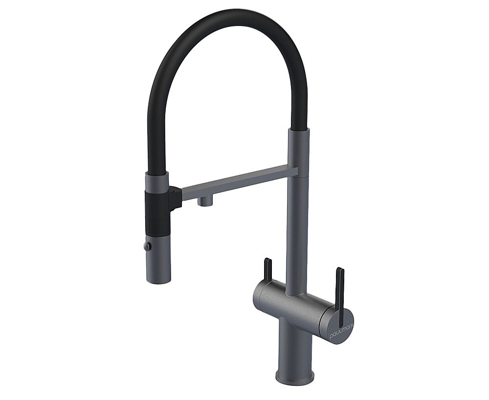 Смеситель для кухни Paulmark Gravity Gr213888-GM вороненая сталь купить в интернет-магазине сантехники Sanbest
