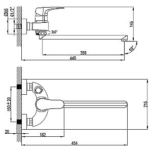 Смеситель для ванны Lemark Shift LM4317C купить в интернет-магазине сантехники Sanbest