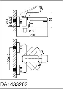 Смеситель для ванны D&K Berlin Technische DA1433215 купить в интернет-магазине сантехники Sanbest