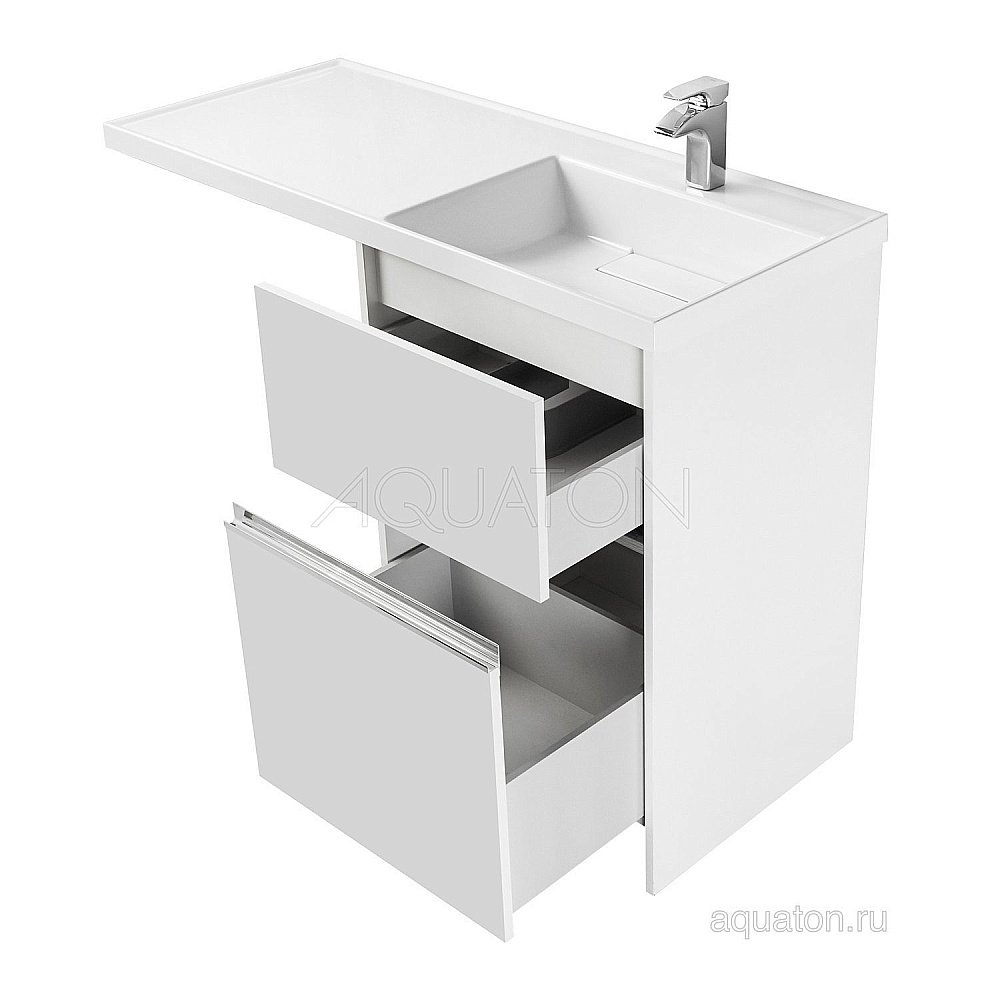 Тумба с раковиной Акватон Лондри 120 белая глянцевая для ванной в интернет-магазине Sanbest