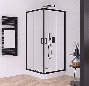 Душевой уголок NEW TRENDY SUVIA BLACK K-3565 90 x90 стекло прозрачное/профиль черный купить в интернет-магазине Sanbest