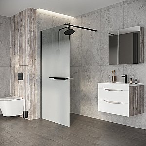 Душевая перегородка Niagara Nova 90 NG-582-90BLACK профиль черный матовый/стекло белый градиент купить в интернет-магазине Sanbest