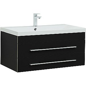 Тумба с раковиной Aquanet Верона New 90 281099 черная матовая для ванной в интернет-магазине Sanbest