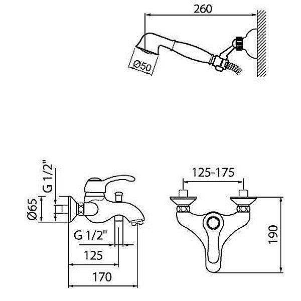 Смеситель для ванны Webert Aurora AU850101017 купить в интернет-магазине сантехники Sanbest