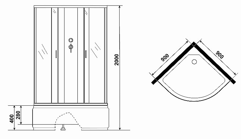 Душевая кабина Niagara Classic NG-6708-14BK 90x90 купить в интернет-магазине Sanbest