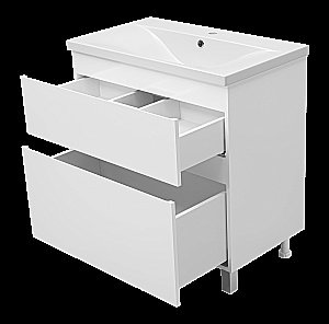 Тумба с раковиной Misty Лаки - 80 П-Лак-01080-0112Я белая для ванной в интернет-магазине Sanbest