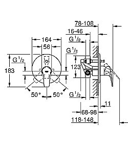 Смеситель для душа Grohe BauFlow 29113000 купить в интернет-магазине сантехники Sanbest