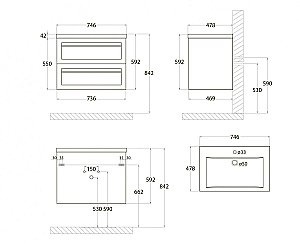 Тумба с раковиной Art&Max AM_Platino_750_2C_SO_TM бирюзовый матовый для ванной в интернет-магазине Sanbest