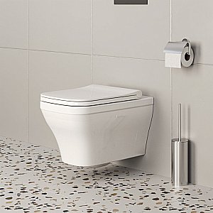 Унитаз подвесной Ambassador Benefit 203T20001R безободковый, с тонким сиденьем микролифт, белый купить в интернет-магазине Sanbest