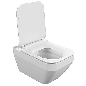 Унитаз подвесной Cersanit CREA SQUARE CO DPL EO SLIM c инсталляцией LINK PRO/кнопка TWINS хром глянцевый, с крышкой микролифт, безободковый купить в интернет-магазине Sanbest