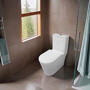 Унитаз моноблок Azario Eagle AZ-80673 белый, безободковый, с крышкой микролифт, слив торнадо купить в интернет-магазине Sanbest