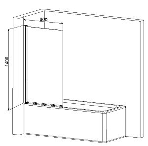 Шторка для ванны AM.PM Gem 80х140 прозрачная купить в интернет-магазине Sanbest
