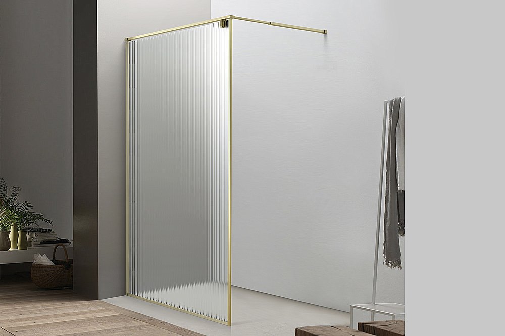 Душевое ограждение Royal Bath BERN 120 RB 120-C-GD стекло рифленое/профиль золото купить в интернет-магазине Sanbest