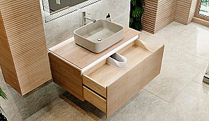 Тумба с раковиной Jorno Karat 100 бук светлый для ванной в интернет-магазине Sanbest