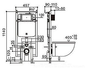 Инсталляция для унитаза WeltWasser WW AMBERG 404 MT-CR с кнопкой матовый хром купить в интернет-магазине сантехники Sanbest