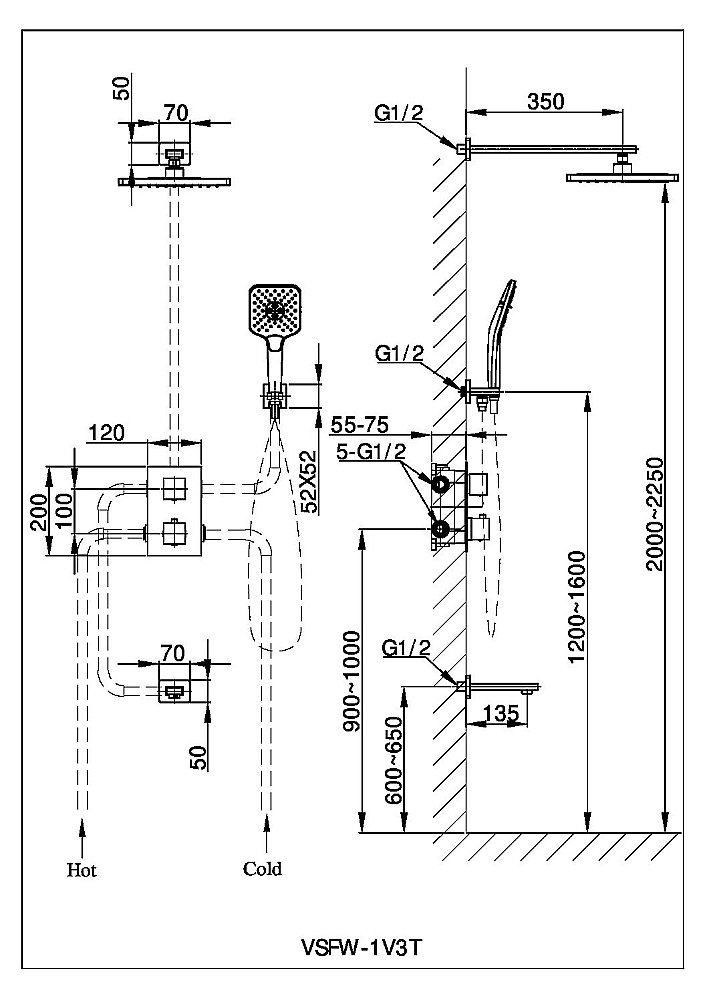 Душевая система Vincea Next VSFW-1N3TMB черная матовая купить в интернет-магазине сантехники Sanbest