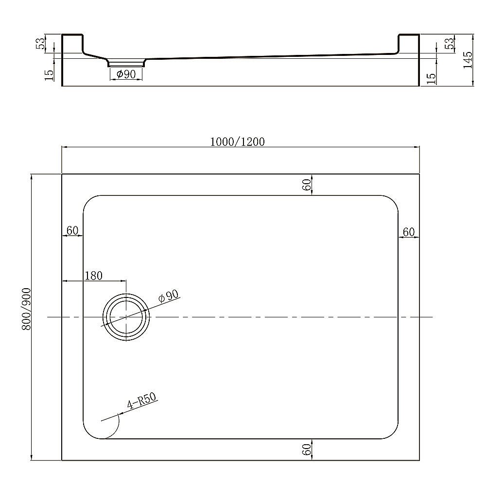 Душевой поддон Veconi Tezeo TZ54B-10080-C5 100x80 черный купить в интернет-магазине Sanbest