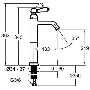 Cмеситель для раковины Jacob Delafon LOUISE E24361-BL черный матовый купить в интернет-магазине сантехники Sanbest