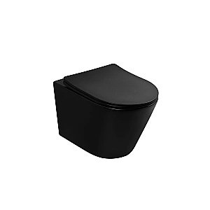 Унитаз подвесной Abber Bequem AC1102TMB черный матовый, с крышкой микролифт, безободковый, слив-торнадо купить в интернет-магазине Sanbest