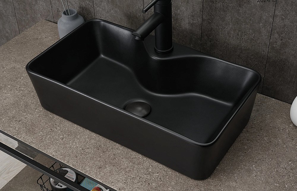 Раковина накладная Gid Geometrico 55 Bm9092 53353 черная матовая купить в интернет-магазине Sanbest