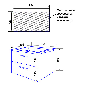 Тумба с раковиной Azario Ника 60 CS00080143 белая для ванной в интернет-магазине Sanbest