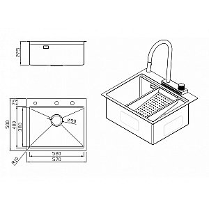 Мойка кухонная Milacio Denia 57 Steel MC.77400 нержавеющая сталь купить в интернет-магазине сантехники Sanbest
