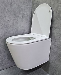Унитаз подвесной CeramaLux TR5178 белый, безободковый, с крышкой микролифт, слив торнадо купить в интернет-магазине Sanbest