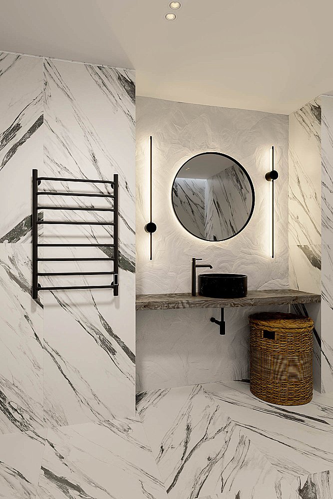 Полотенцесушитель электрический Veconi Cantu-A C8050B-A черный купить в интернет-магазине сантехники Sanbest